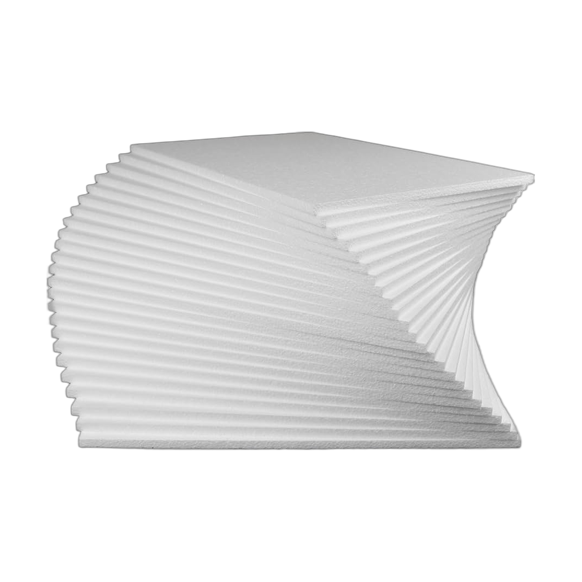 Placas de foam blanco apiladas.