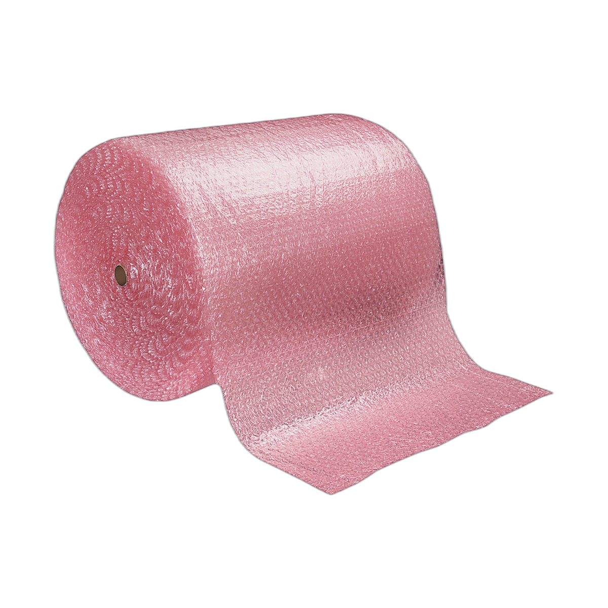 Rollo rosa de burbuja antiestática desenrollado.