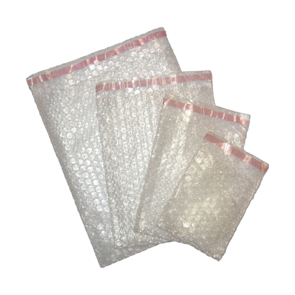 Bolsas de burbuja transparentes con cierre adhesivo.