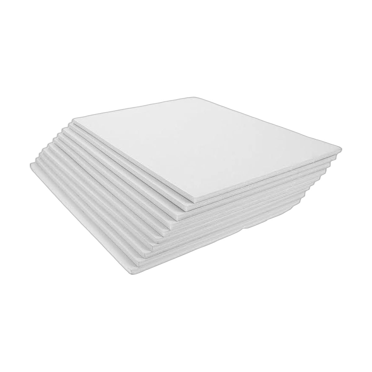 Placas de foam blanco apiladas.